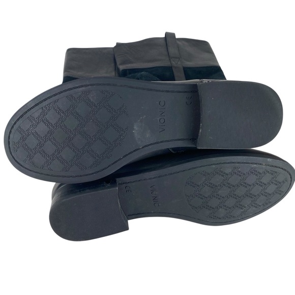 Vionic Downing Black Leather Suede Boots Size 11 Tall Knee High Riding Heeled - Picture 4 of 6